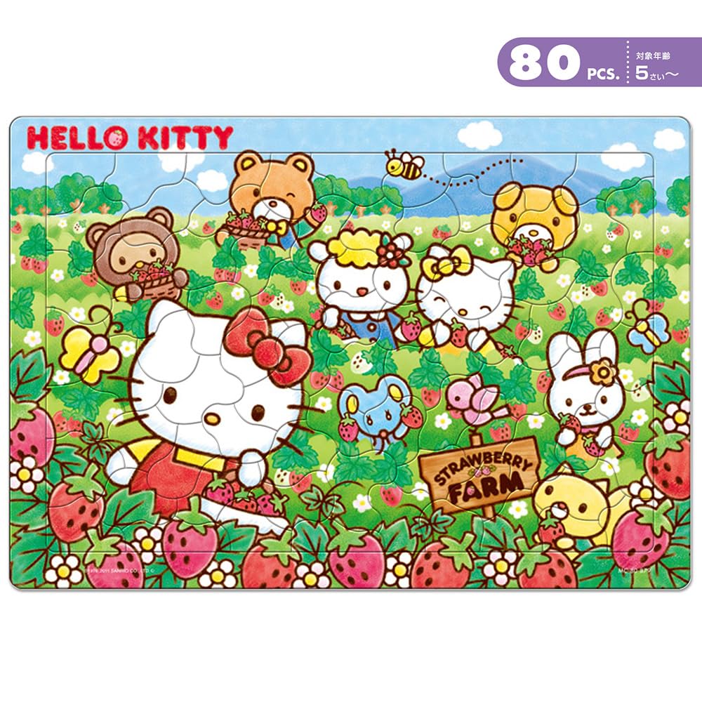 Tenyo In Sanrio Puzzle 80 Piece Set Puzzle with Antibacterial Coating and Storage Ages 3 and Up (Tenyo) [Made Japan] Child's 47, 60, A, Children's