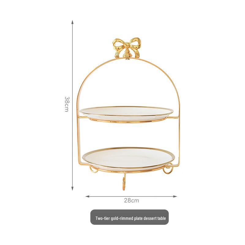Nordic Golden Two-Tier Fruit & Dessert Stand