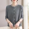 Elegant Knitted Cardigan for Middle-Aged Women (Ages 40-60), Stylish Long-Sleeve Sweater