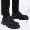 British Style Dark Black Leather Shoes Trendy Men and Women Niche Retro Matte Leather Heightening Big Head Shoes Men's Thick-soled Derby Shoes