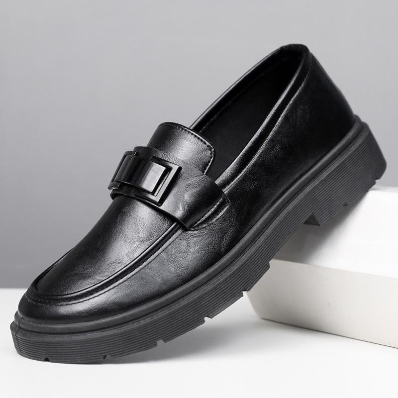 Leather shoes new fashion versatile men's casual leather shoes solid color waterproof lightweight wear-resistant men's shoes