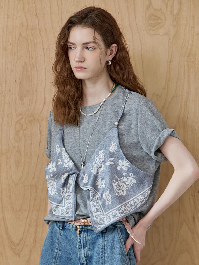 MAXZA Twist Bandana Bustier Layered T-Shirt