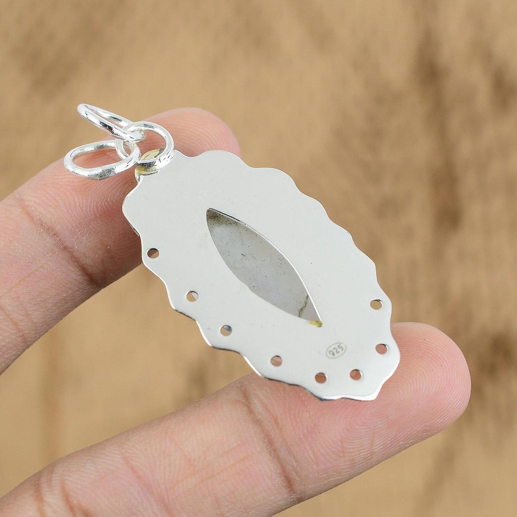 Kvinnodagsdeal Regnbågsmånsten Ädelsten Mamma Unikt Hänge Sterlingsilver