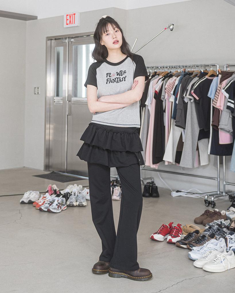 HAVISM Layered Sweat Skirt Pants(Black)