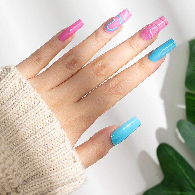 

Colorful Striped Press-On Nail Tips – Sweet, Cool, Spicy Designs Glue Type