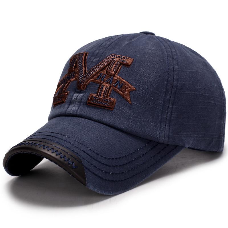 Zhen Yueqi Men's Distressed Embroidered Baseball Cap - Casual Outdoor Washed Sun Hat