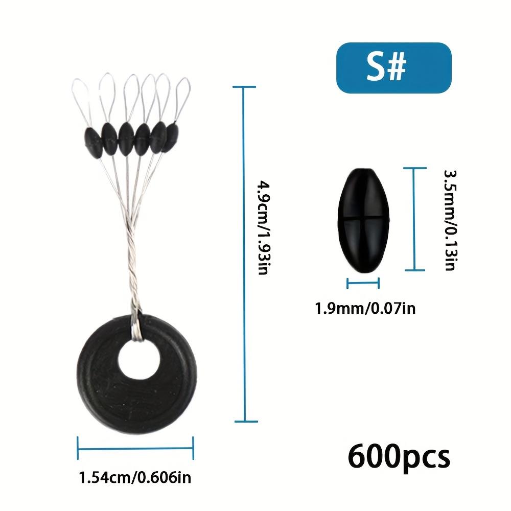 100 Sets/600 Pcs of Black Rubber Space Bean Plugs for Fishing Lines, Featuring 3 Models of Fishing Accessories and Fishing Tools