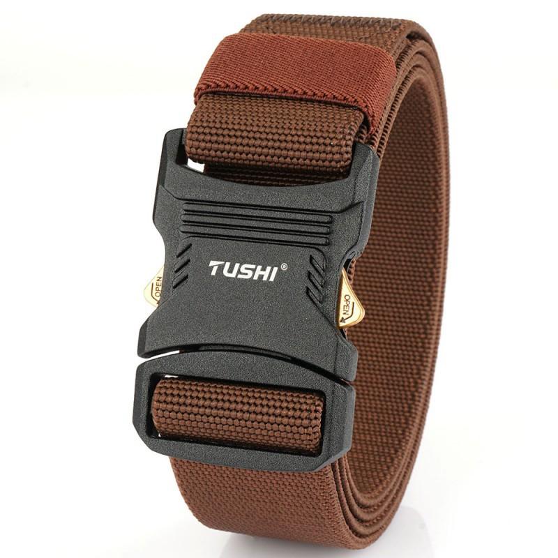 

Quick-release Alloy Buckle Nylon Belt Tooling Outdoor Training Pants Casual Men s 125cm коричневий