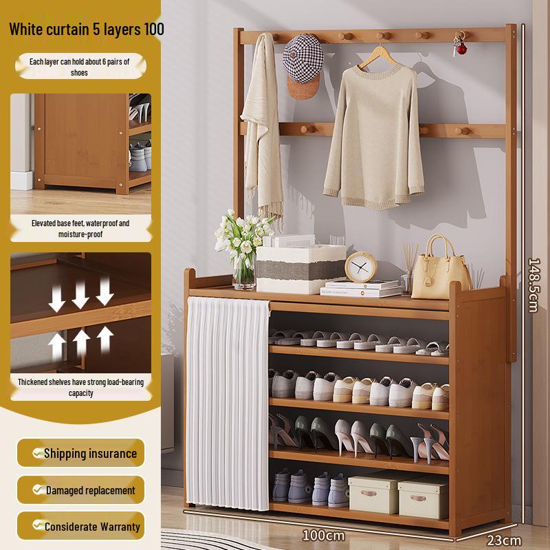 Multi-layer Dustproof Bamboo Shoe Rack for Entryway