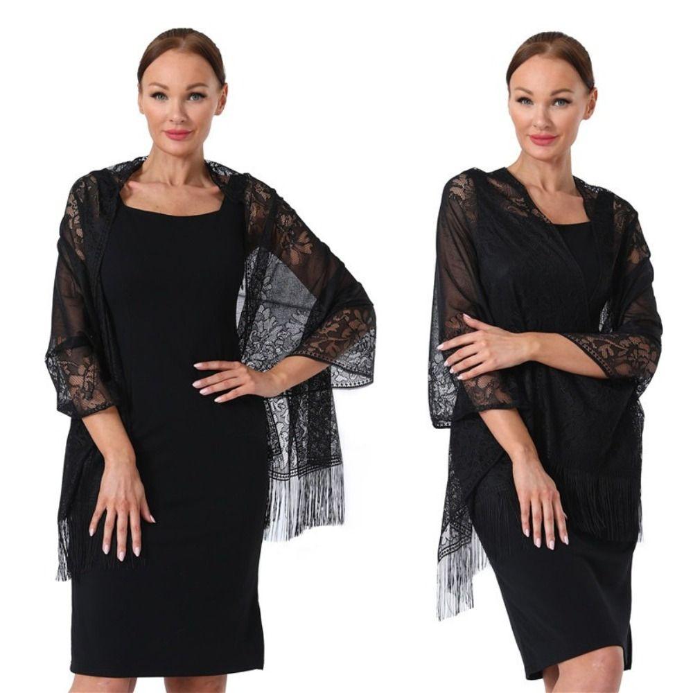 Solid Color Lace Shawl Hollow Tulle Shawl Wedding Accessories Fashion Scarf Cosplay