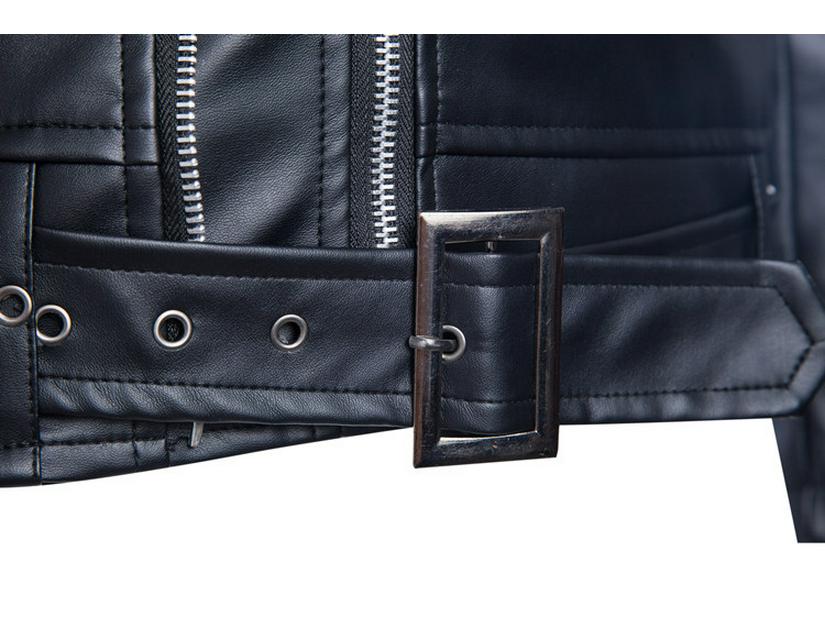 2015 Autumn/Winter Men's British Style Multi-Zipper Motorcycle Leather Jacket with Lapel.