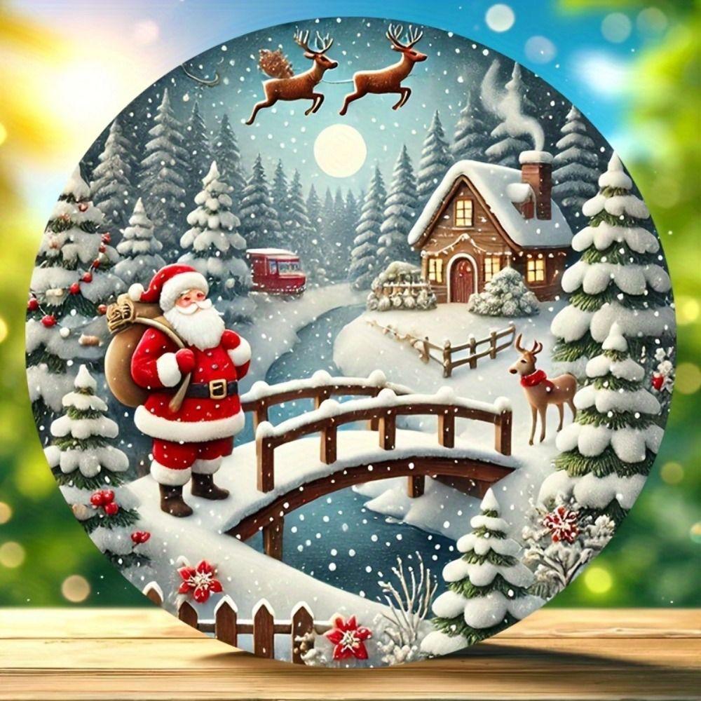 Vintage Metal Sign Blue Deer Merry Christmas Retro Tin Plate Wall Decor Home Holiday Gift 20 Cm