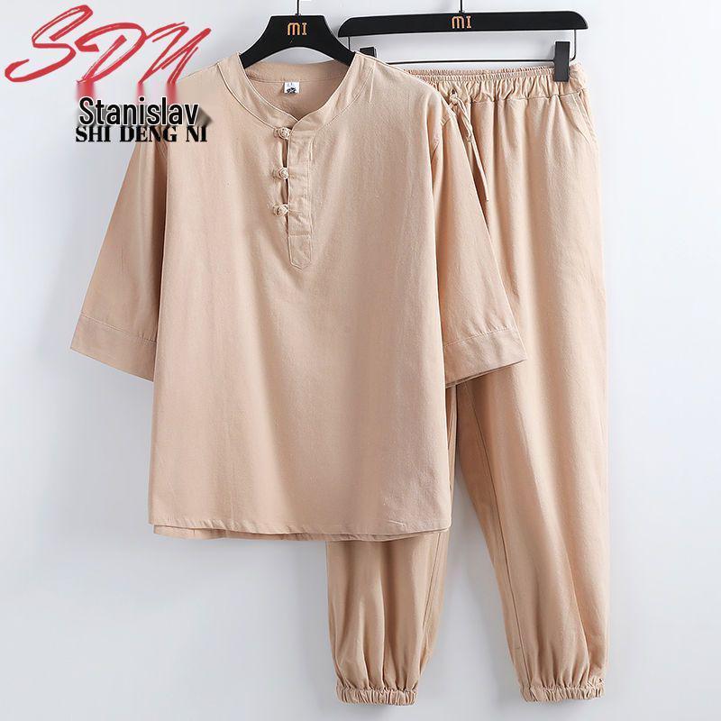 Men’s Taoist Meditation Suit – Summer Cotton-Linen Zen Tang-Style
