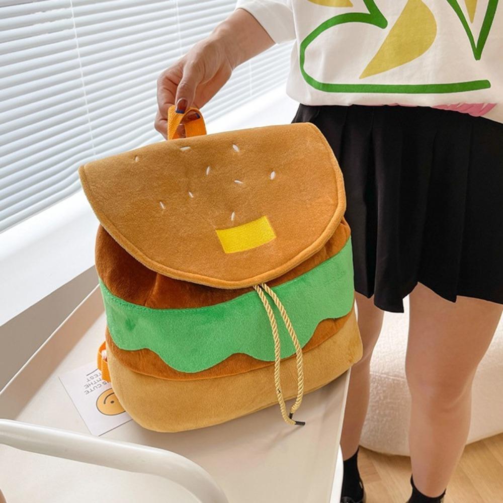 Large Capacity Hamburger Backpack Adjustable Cartoon Hamburger Travel Backpack Multi-Function Parent-child Backpack Kids