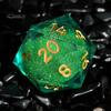 Mehrseitige Harzwürfel Flüssigkern Scharfe Kante 20 Seiten Gold-Silber-Farbe Nummer Polyedrisch Treibsand Mehrseitig D20 RPG Brettspiel Requisite Handgefertigt