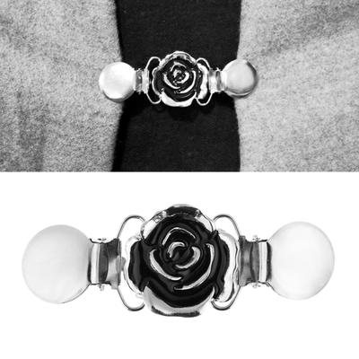 Dámske Vintage Rose Flower Cardigan Golier Clip Šaty Šál Cinch Cinch Cinch Clock Decor