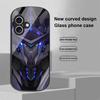 Kreativer Mech Für Apple IPhone 16 11 13 15 14 Pro Max 12 Mini 7 8 Plus XR X XS SE Elliptisch Geformte Handyhülle aus Gehärtetem Glas