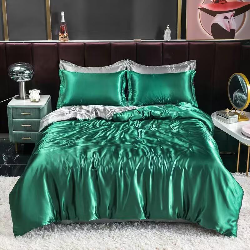 Luxury Satin Bedding Set King Queen Size Bed Cover Flat Sheet Pillowcase for Sleep Home Decro Mulberry Silk Bed Sets