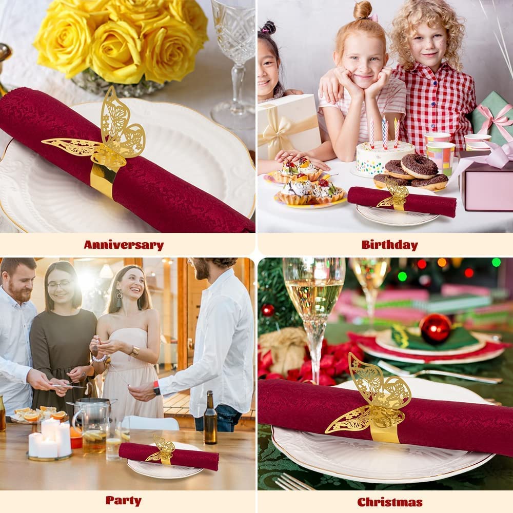 100/50Pcs Premium Napkin Rings Laser Cut Foil Paper Napkin Holder For Wedding Party Dinner Table Decor Catering Services