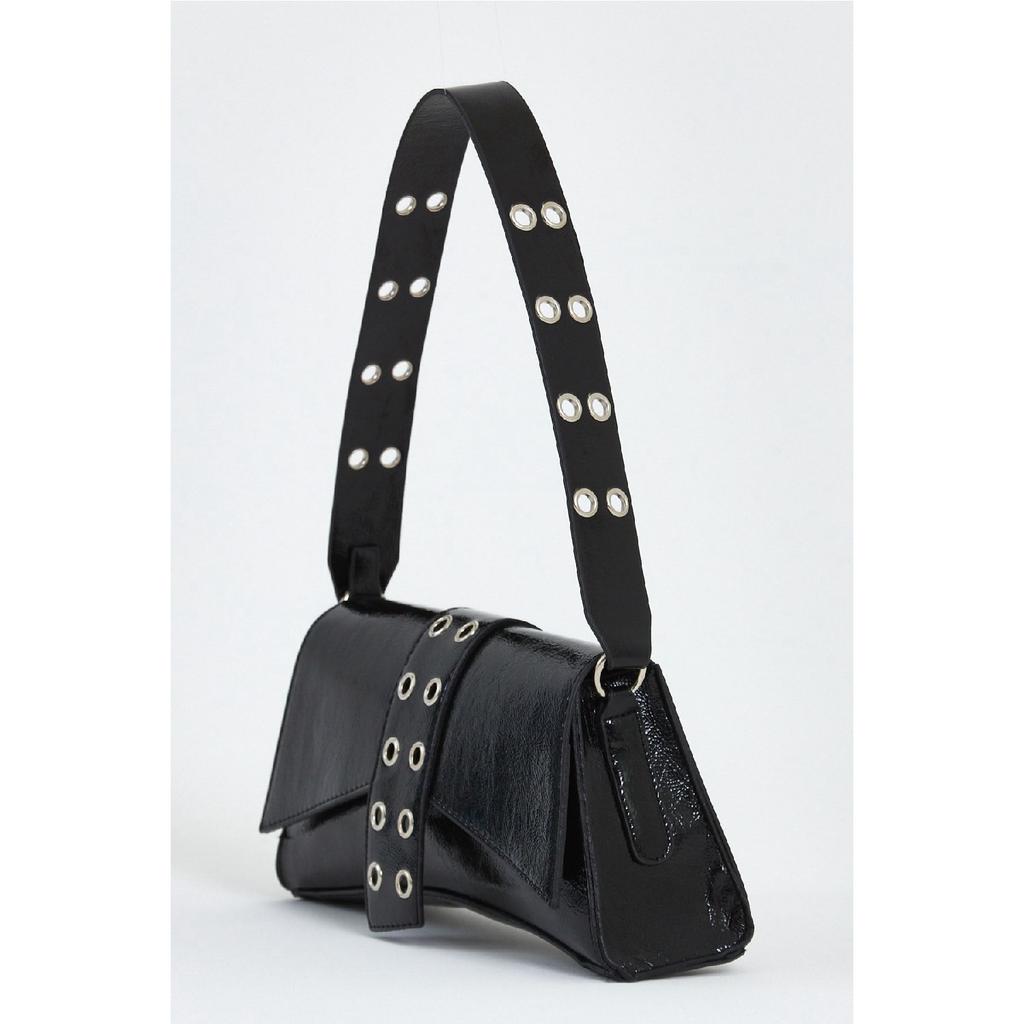 Asymmetrische Damen-Baguettetasche mit Nieten