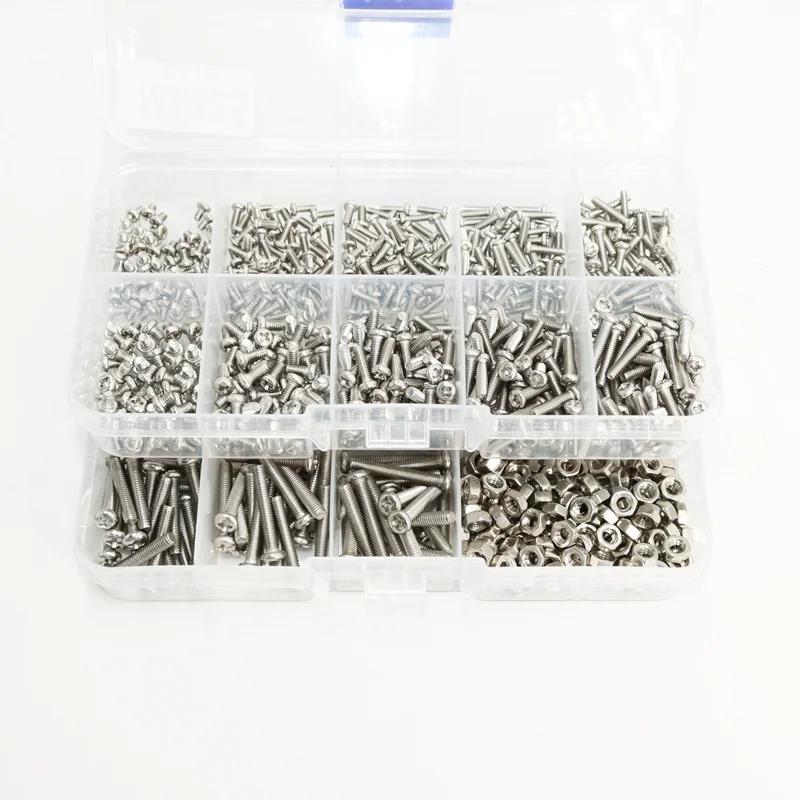 Mini Machine Screw M1 M1.2 M1.4 M1.6 M2.5 M3 304 Stainless Steel Phillips Round Head Cross Little Bolts Nuts for Motherboard CPU