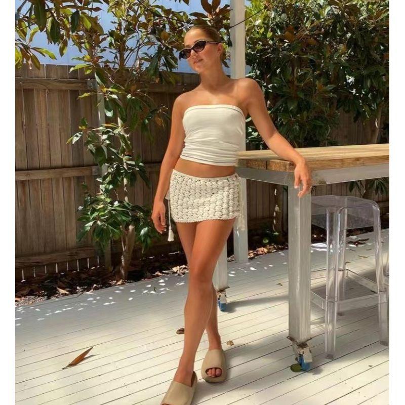 

Fashion Wind Fashion Tube Top Package Hip Skirt Suit Tube Top Package Hip Skirt Suit White Tube Top S