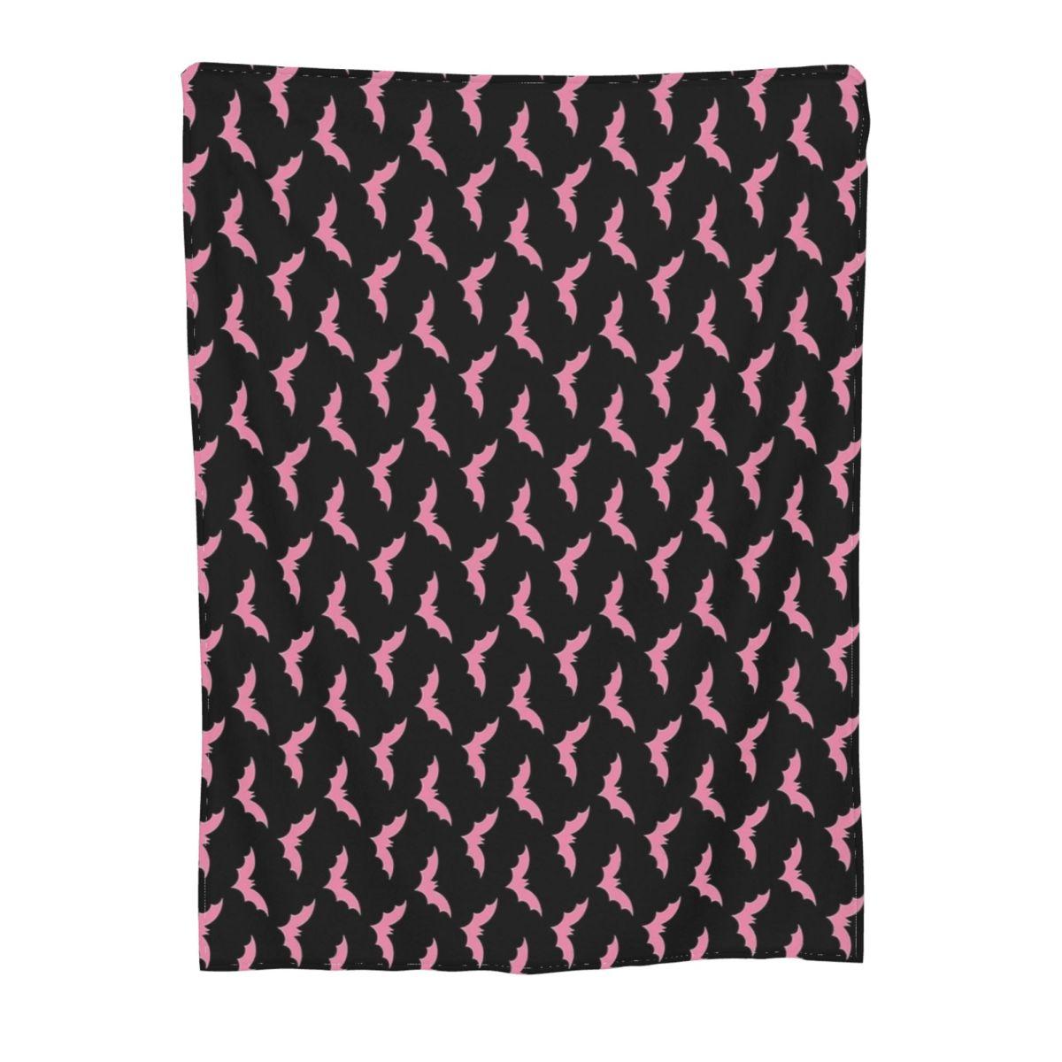 

Pink Bat Halloween Goth Blankets Flannel Spring Autumn Multi-function Super Soft Throw Blanket for Bedding Couch Rug Piece 75x90cm