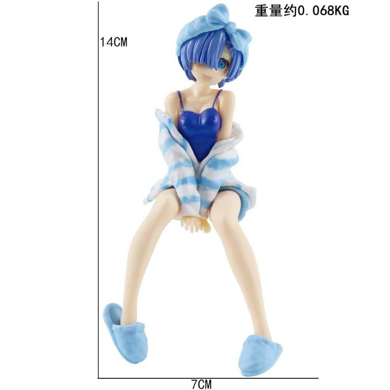 Different World Life Ram, Rem, Rem Figure Homewear Pressure Instant Noodles Ornament Chassis Car Model Gift