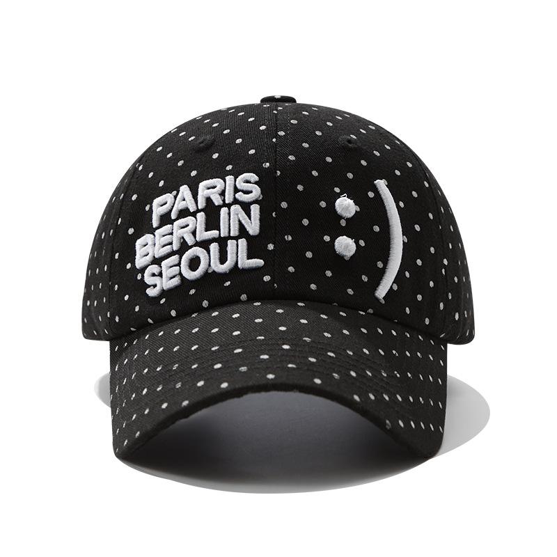 

Смайлик, звезды, черно-белый горошек, персонализированная бейсболка, увеличенная и углубленная передняя часть, нишевая кепка Adjustable чёрный