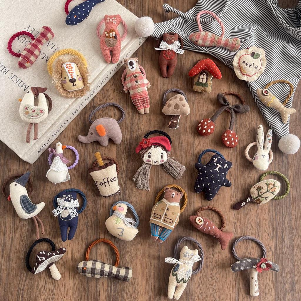 Korean Style Cute Cartoon Cotton Hair Ties for Little Girls – Versatile & Sweet Hair Accessories