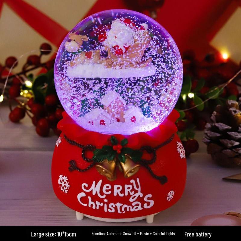 Светящийся Вращающийся Хрустальный Шар Музыкальная Шкатулка Деда Мороза - Идеальный Рождественский Подарок для Детей, Парней или Девушек