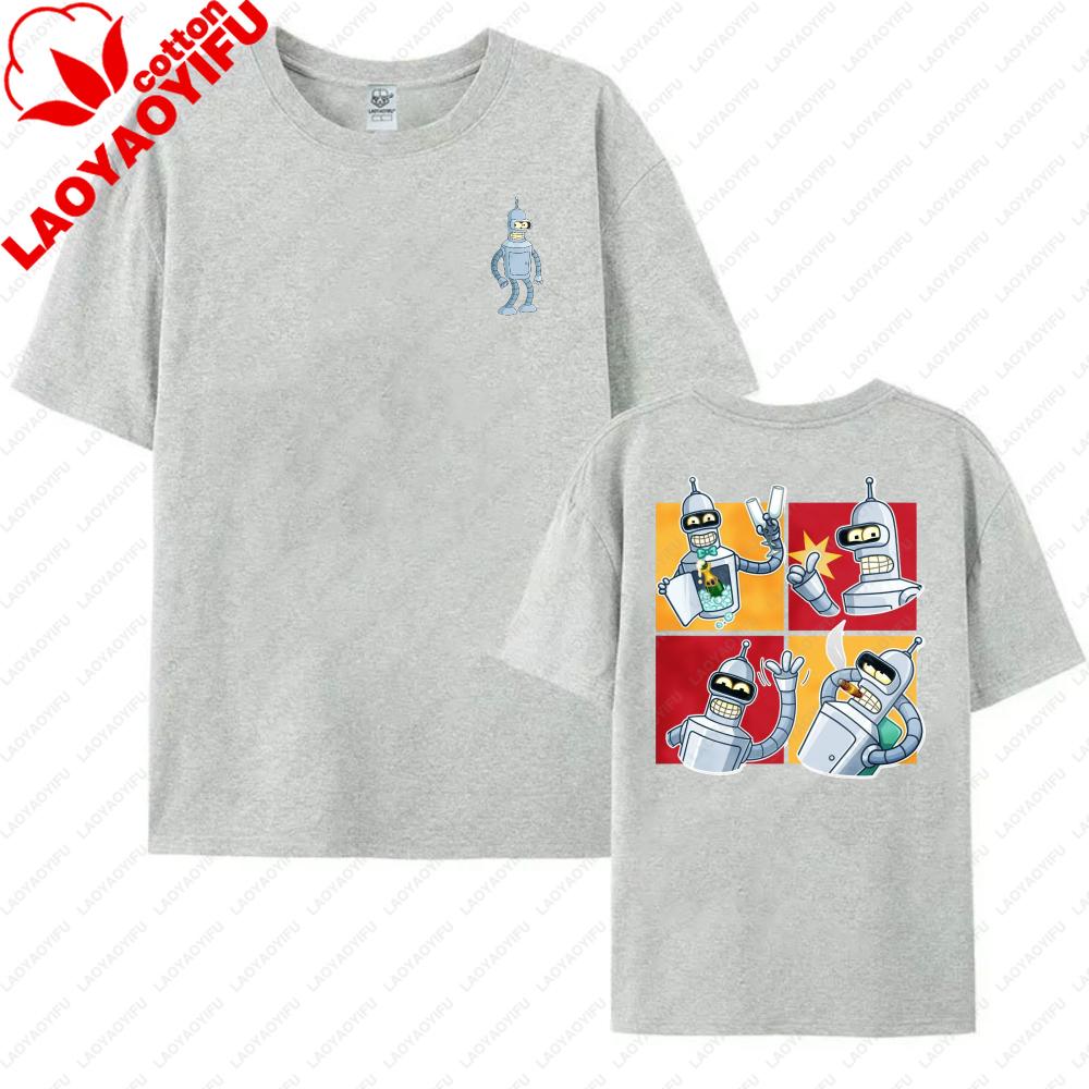 Futurama Bender Robot Cartoon Print Unisex Cotton TShirt Streetwear Summer Fashion Trendy Unisex Women Top  Funny SciFi Lover Tee