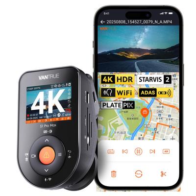 VANTRUE S1 Pro Max 4K Dashcam mit Parküberwachung und GPS 24-Stunden-Überwachung, ADAS, WiFi,