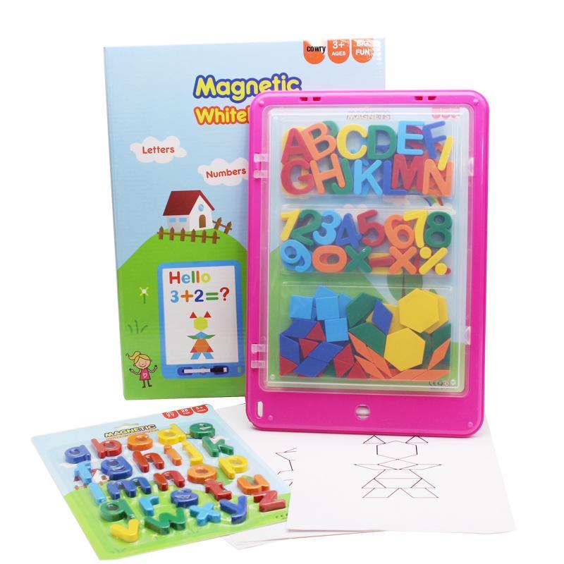 Children s Magnetic Drawing & Writing Board Set with Cartoon Design & Letter Stickers жёлтый/красный