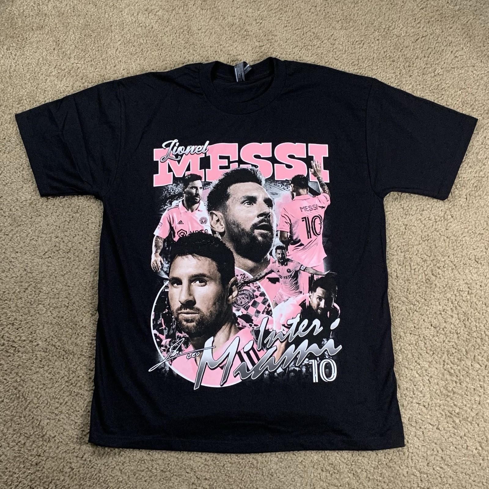 Lionel Messi Adult Large Black Graphic T Shirt Rap Tee Style Soccer XXXL