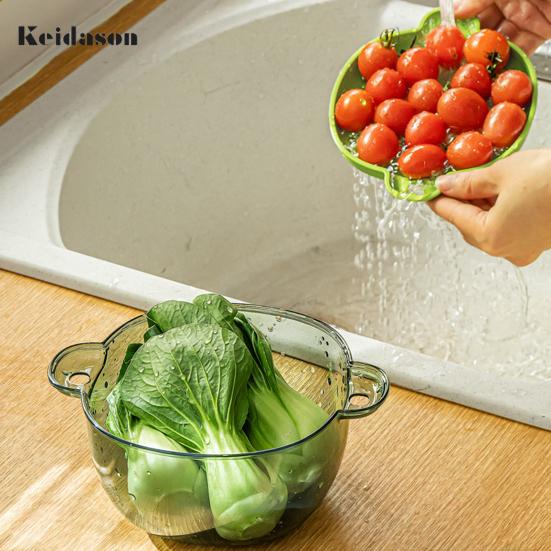 Useful Food Grade PET Vegetable Washing Basket Colander Fruit Kitchen Accessories