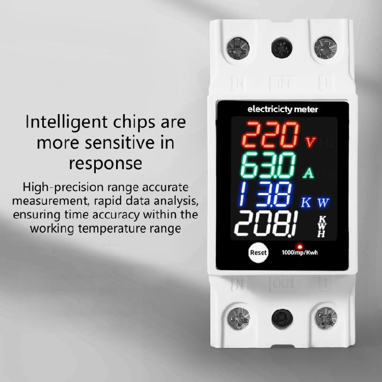 High Accuracy Electrical Parameters Meter Electric Current Power Monitors DIN Rail Mount Flame Retardant Case LED Display