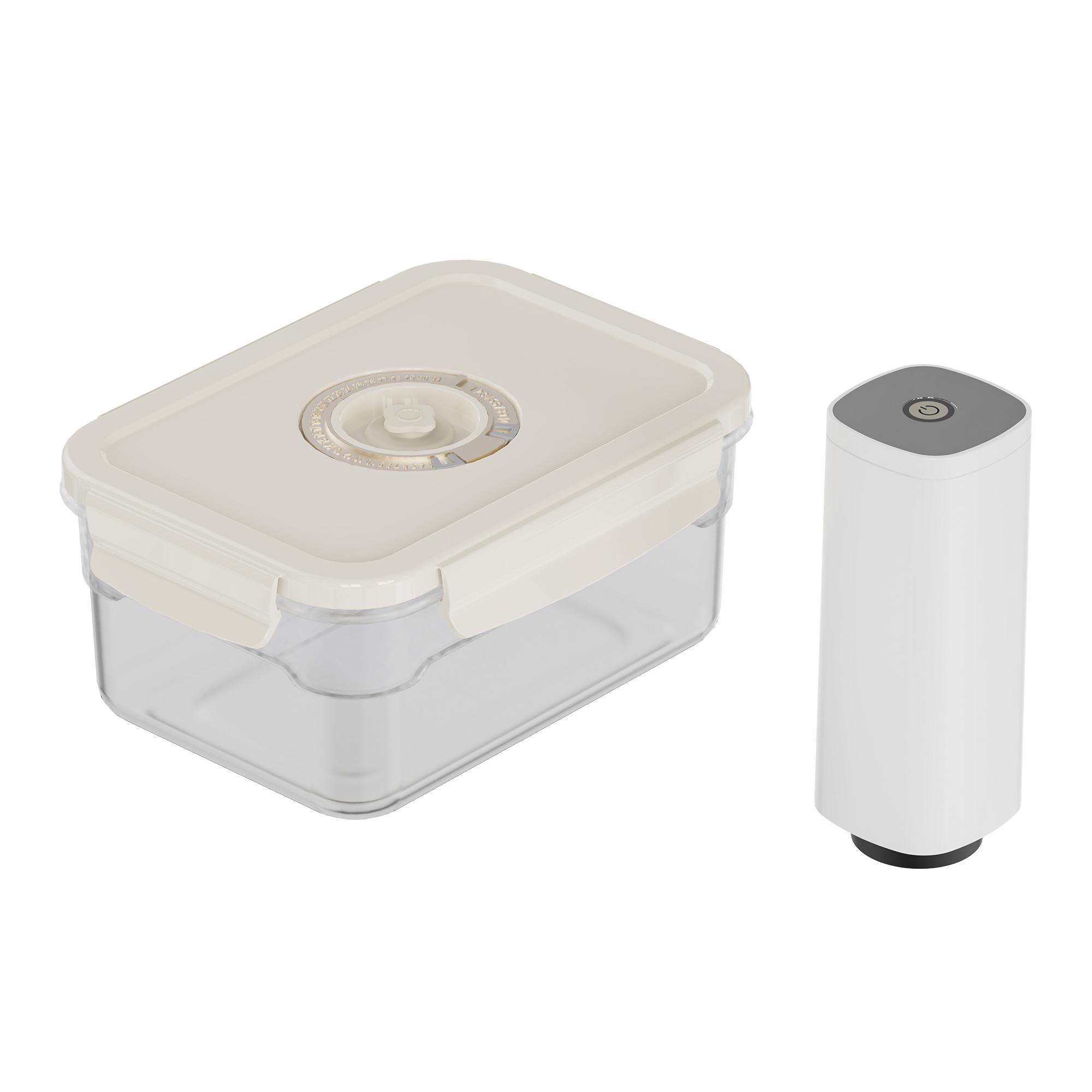 Plastic Airtight Food Storage Boxes Vacuum Food Cereal Container with Time Compass Dial and Manual Vacuum Pump 1000ml