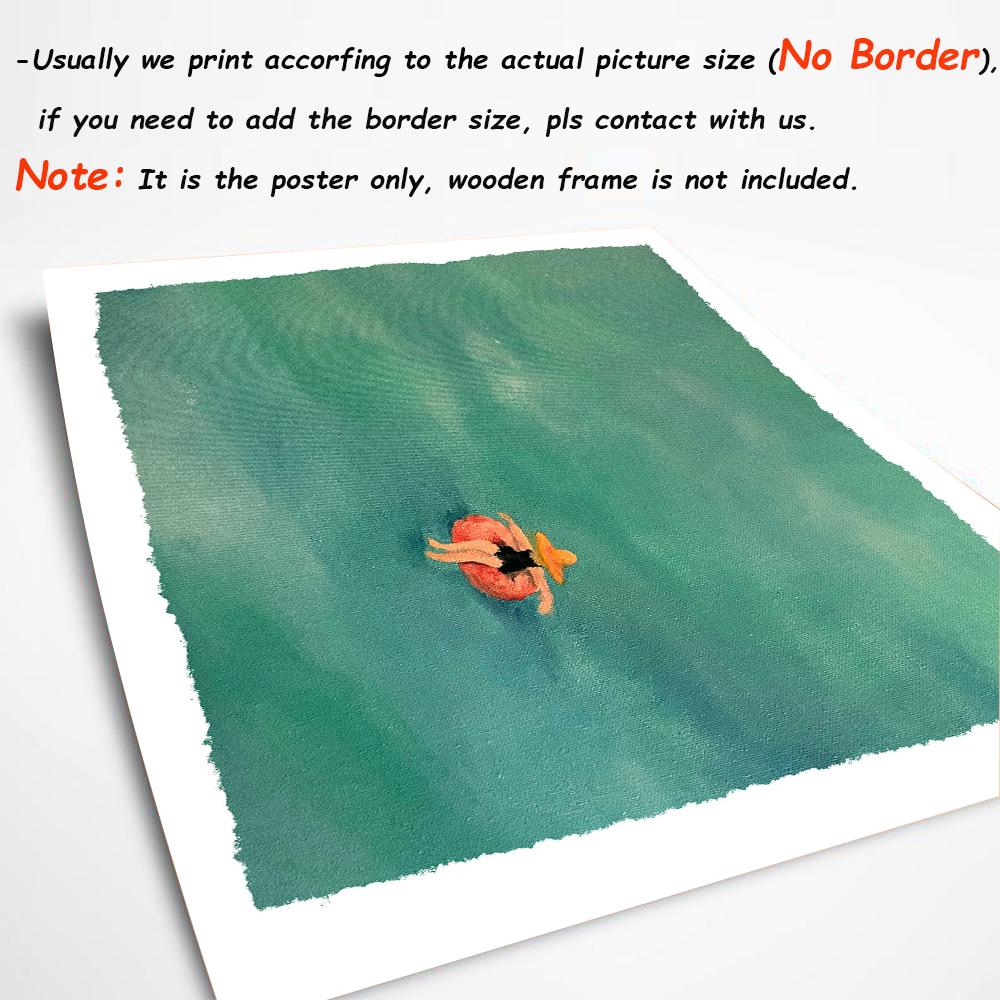 Floating Woman in the Ocean Canvas Painting Art Prints Nordic Poster Swimming Pool Sea Pictures for Living Room Home Decoration