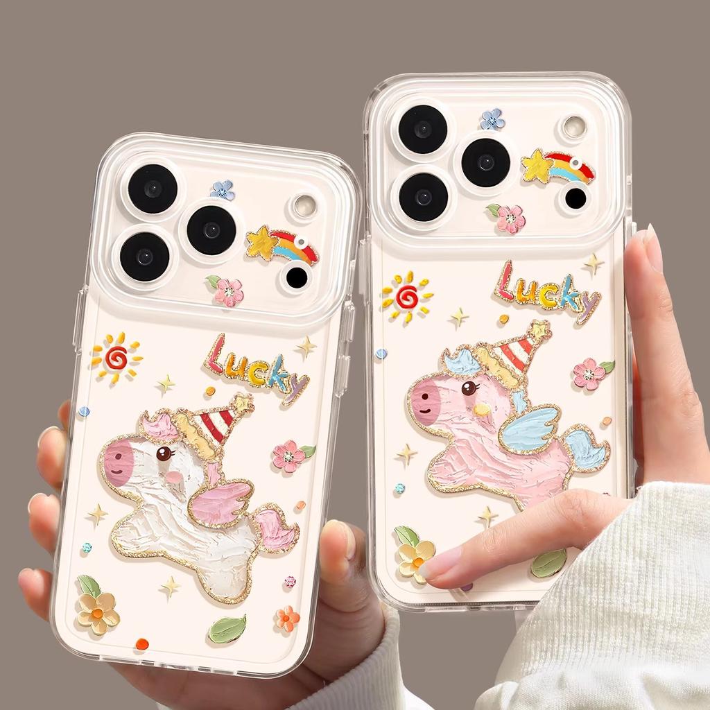 Pony mobile phone case for iPhone17 transparent 16promax soft 15 Apple 14 cute 13 female flowers 12 sets