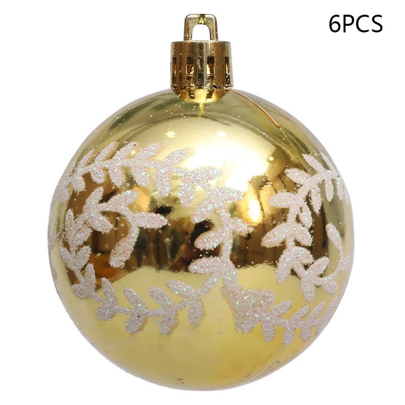 6Pcs 6cm Plastic Ball Christmas Tree Decor Willow Vine Pattern Painted Ball Festival Hanging Ornament