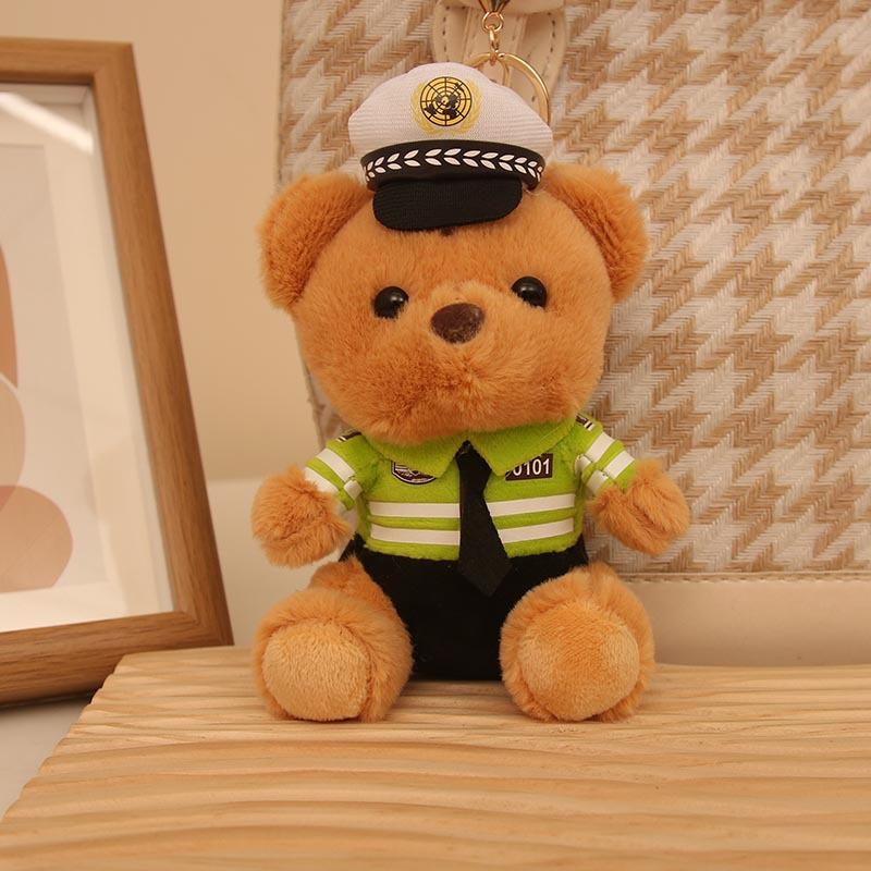 Police bear doll cute firefighter officer reflective cycling suit plush toy gift traffic police bear doll