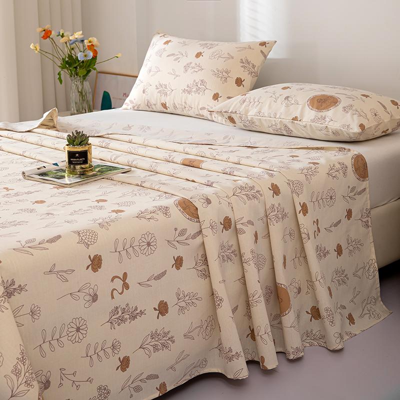 Cotton Thickened Bed Sheet Plant Flowers Printed Single Double Top King Sheets Pure Cotton Single Size Kids Bed Linen "