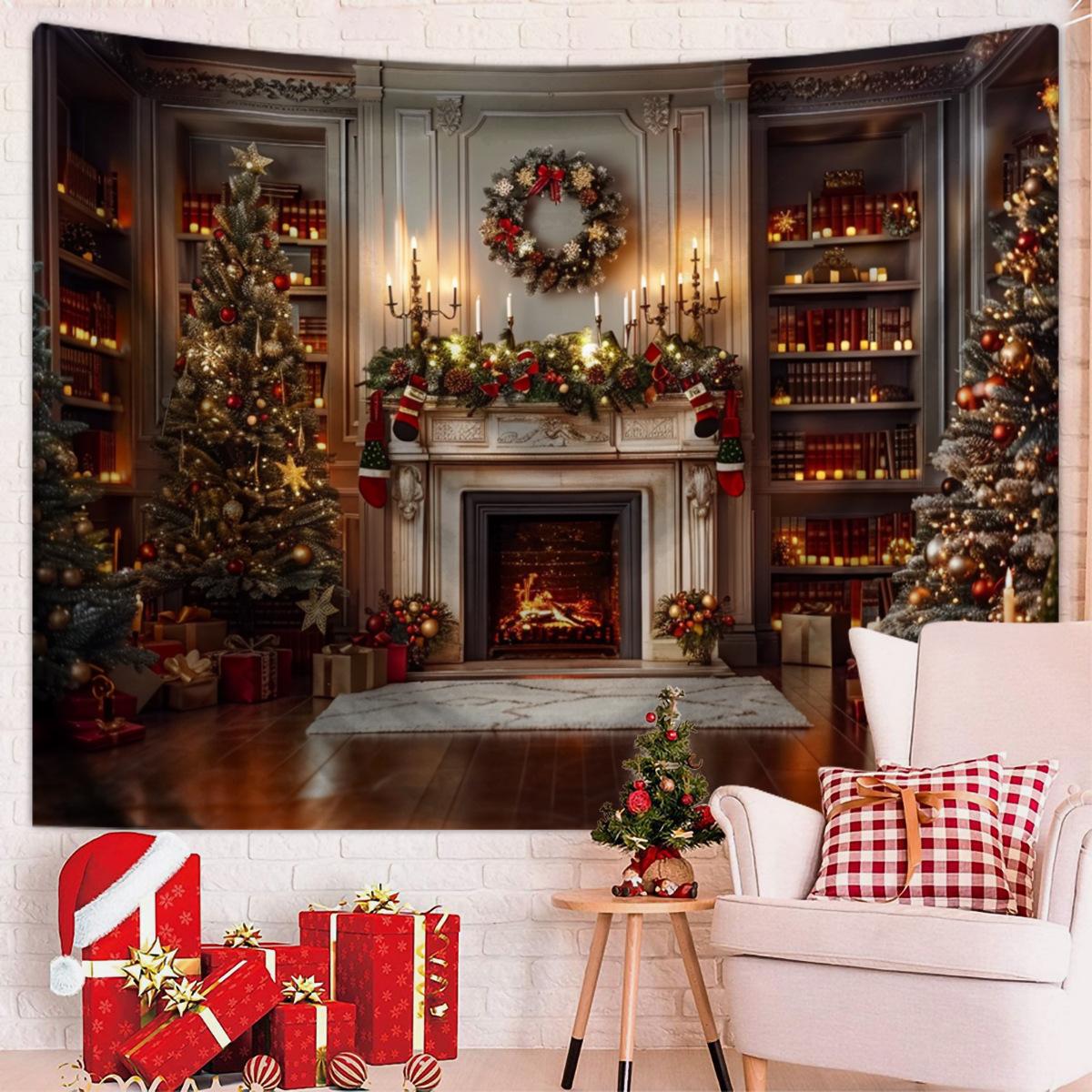 

Зимнее утро Олень Рождественская елка Настенный гобелен Рождественская настенная подвесная елка Настенная подвесная елка Великолепная рождественская елка Камин Подарки 230x175cm