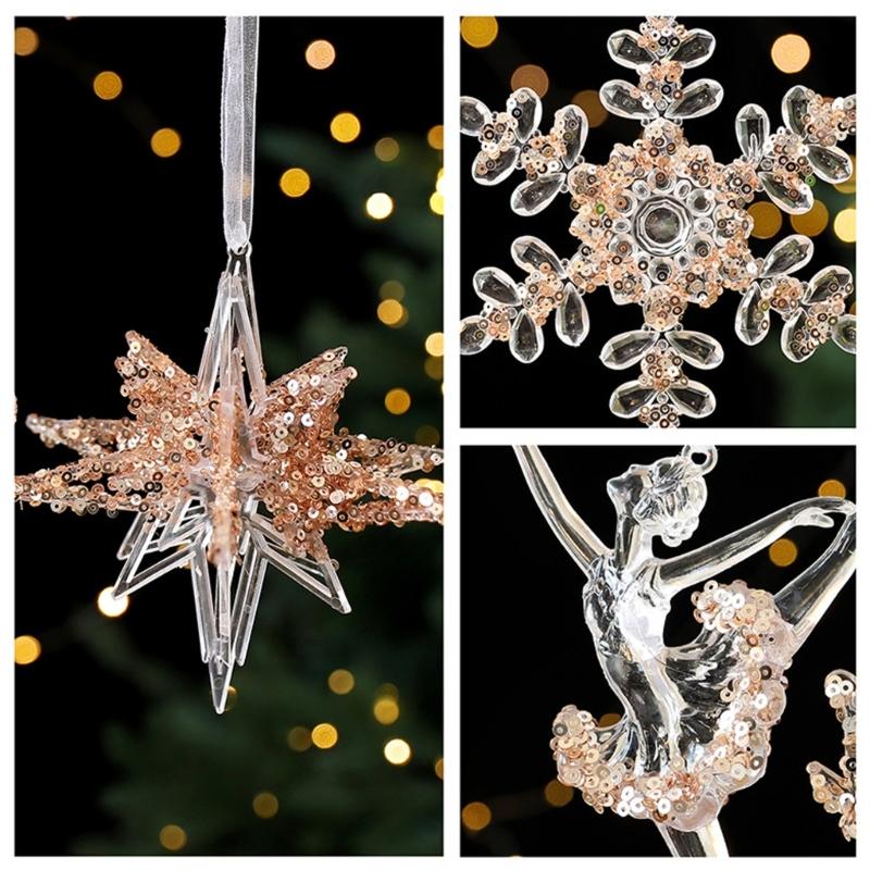 Shatterproof Acrylic Snowflakes Hanging Decorations For Indoor and Outdoor Christmas Displays