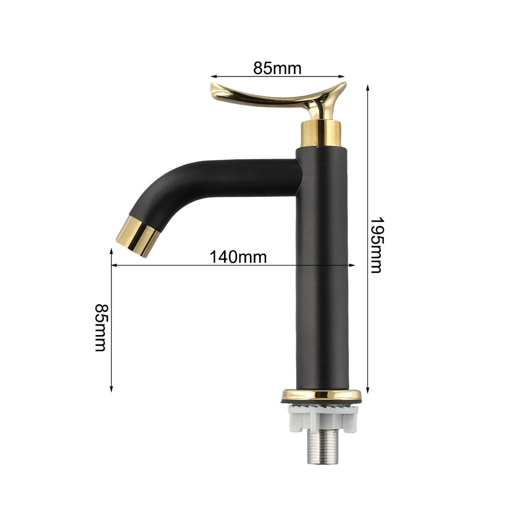 Bathroom Faucet Stainless Steel Sink Tap Black&Gold Single Cold Water Washbasin Tap Deck-mounted Bathroom Basin Faucet