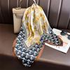 70cm Square Designer Gold Rose Print Scarf Women Silk Scarves Luxury Bandana Hijab Neckerchief Shawl Kerchief Hair Band Foulard