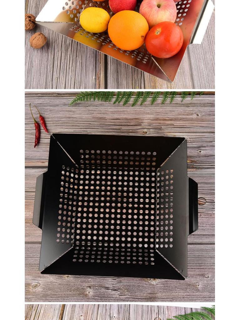 Quadratische Edelstahl-Grillpfanne - Outdoor-Grillwerkzeug
