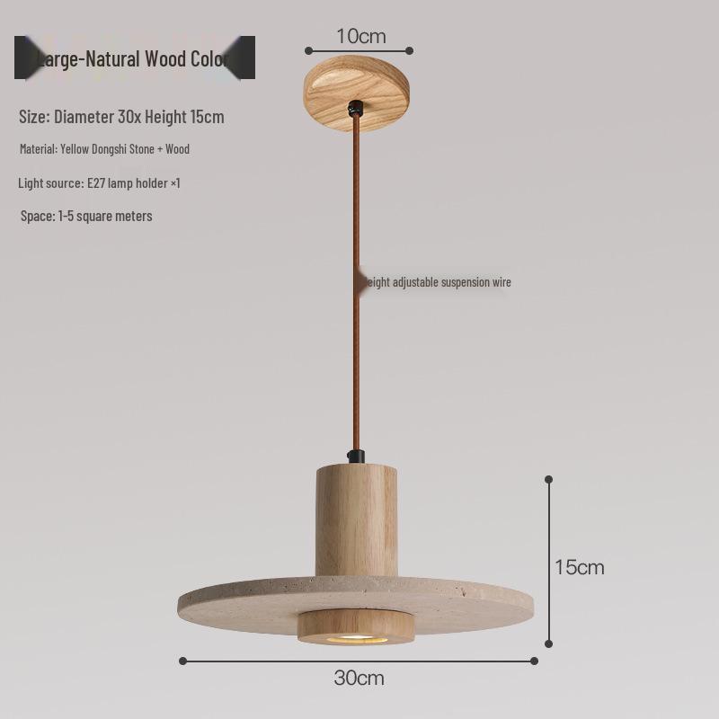 Yellow Travertine Pendant Light - Retro Cream Wabi-sabi Style for B&B, Restaurant, Bedroom, or Bedside.