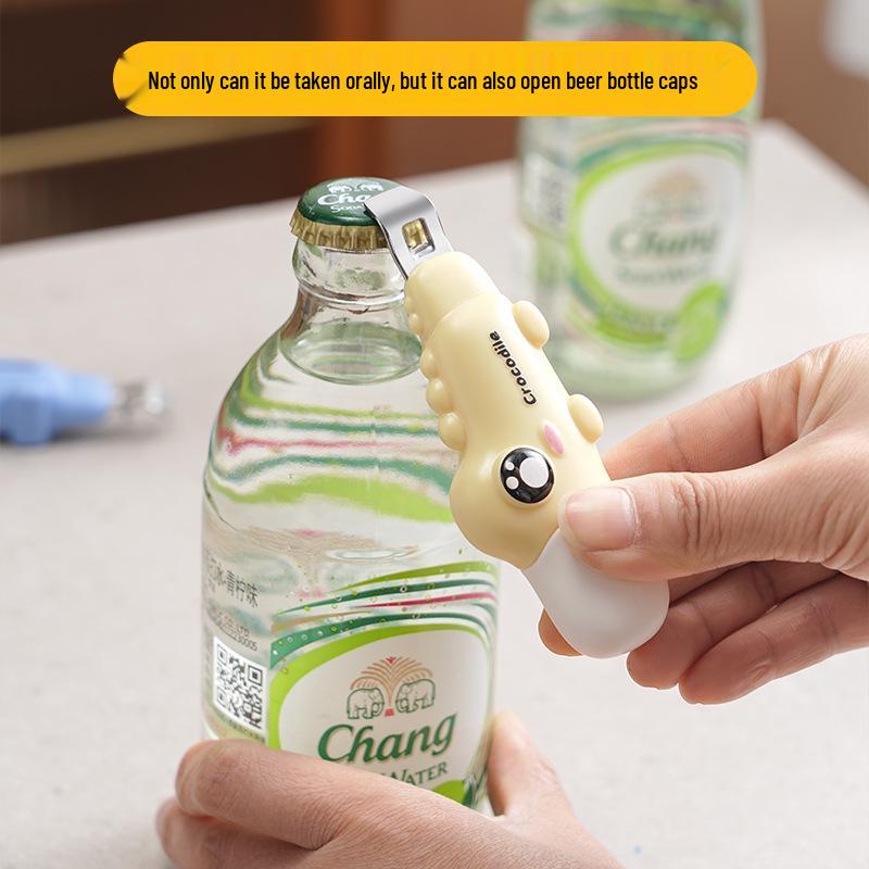 2-in-1 Cartoon Magnetic Bottle Opener & Box Cutter - Refrigerator Magnet & Medicine Cap Opener for Kids Home Use